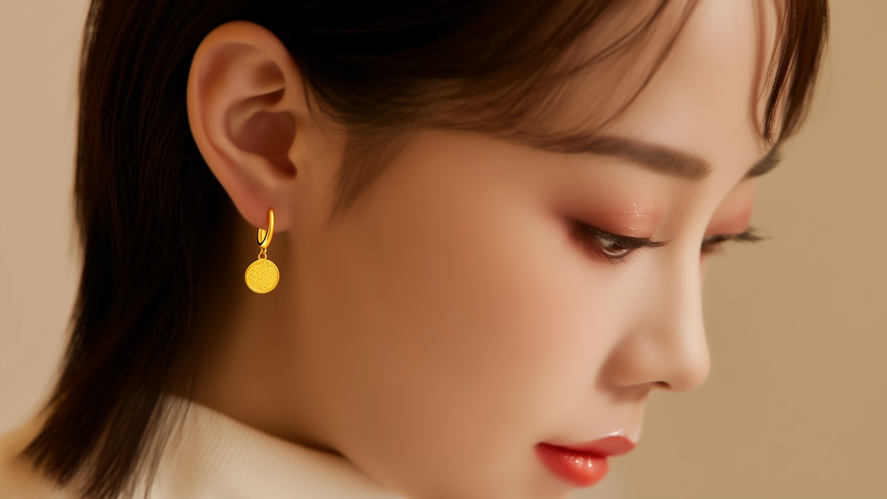 黄金小耳环图片