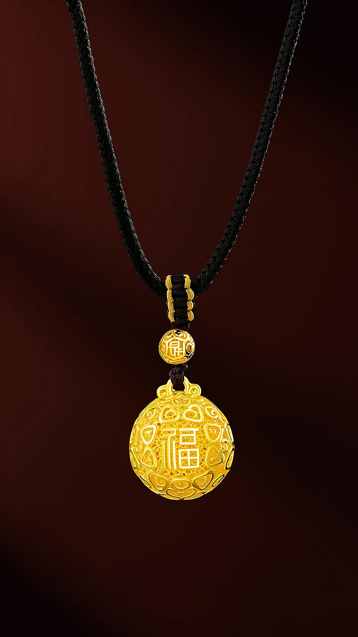 黄金吊坠转运珠图片